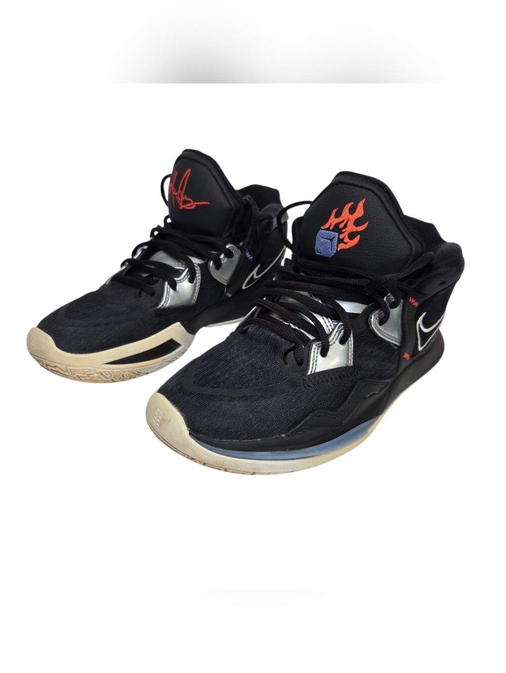 Nike Black Basketball Shoes with Red Flame Accent. Size 7.5